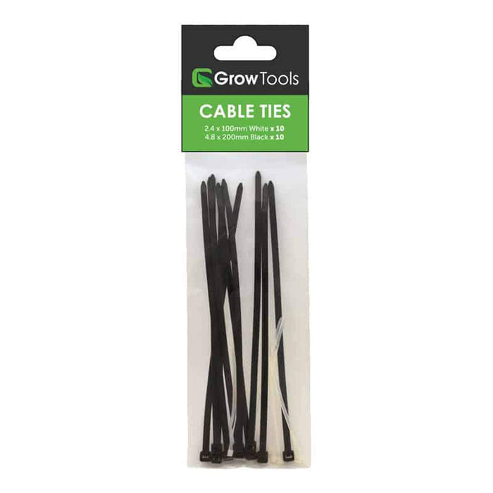 Grow Tools - Cable ties (10x 2.4mm x 100mm & 10x 4.8mm x 200mm)